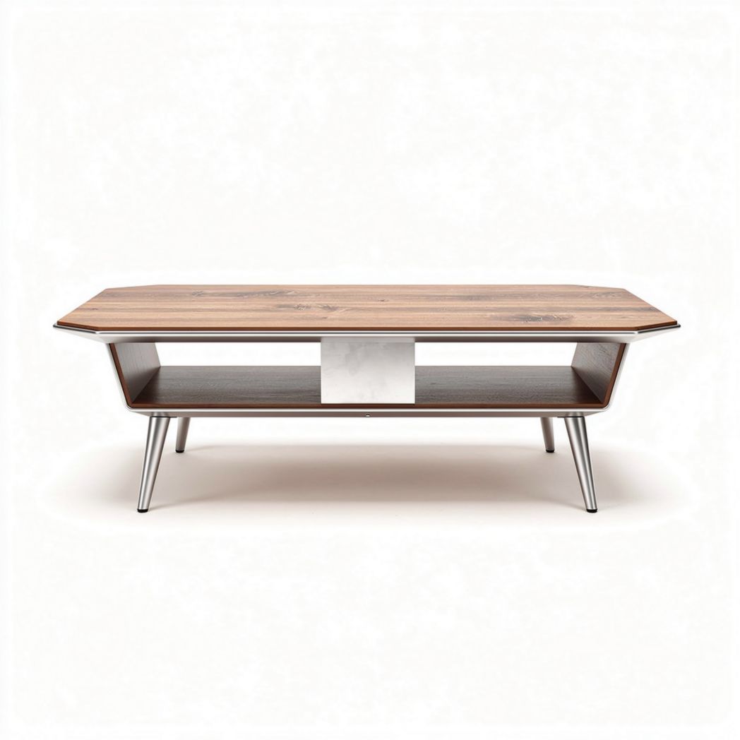 Salontafel van hout met metalen onderstel 120 x 60 x 45cm bruin