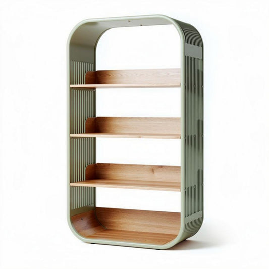 Houten boekenplank met groene metalen structuur 80 x 40 x 180cm