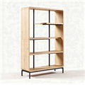 Houten boekenrek met metalen stangen 180 x 80 x 30cm naturel kleur