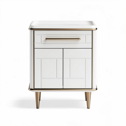 Witte nachttafel met gouden details van MDF en metaal 50 x 40 x 60cm