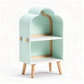 opbergrek in mintgroen met houten poten en twee planken 80 x 40 x 120cm
