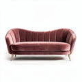 Roze velours bank met gouden poten 150 x 80 x 70 cm voor woonkamer