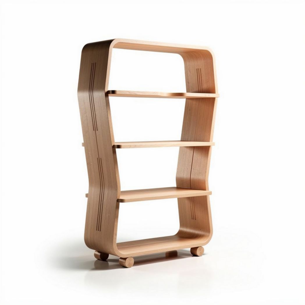 Houten boekenkast met vijf planken en een formaat van 120 x 45 x 150cm