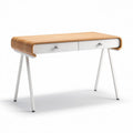 Bureau met twee lades van staal en hout in wit en zwart 120 x 60 x 75cm