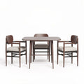 Eetkamerset van massief hout met vier stoelen en kussen beige 150 x 80 x 75cm