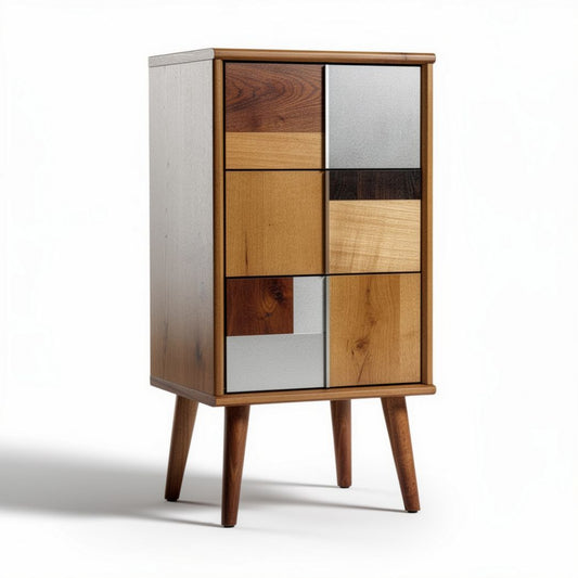 Houten kast met spiegelpanelen in verschillende afwerkingen 50 x 30 x 90cm