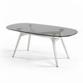 Glazen eettafel met metalen onderstel 120 x 80 x 75cm grijs