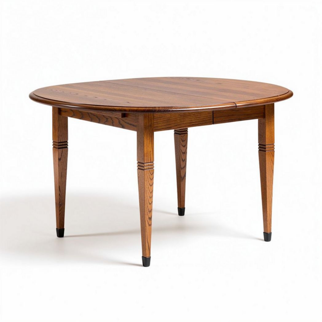Eettafel van massief hout met een ronde vorm 100 x 100 x 75 cm bruin