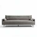 Lichtgrijze stoffen bank met chroomkleurige poten 200 x 90 x 80cm