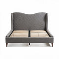 Gestoffeerde bedombouw in grijs met houten lattenbodem 200 x 160 x 120 cm