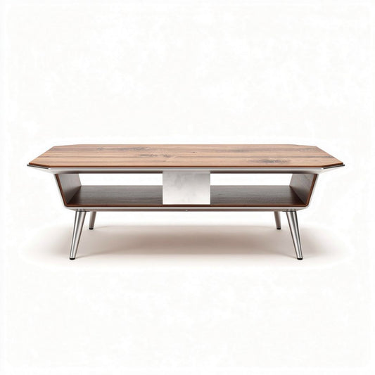 Salontafel van hout met metalen onderstel 120 x 60 x 45cm bruin
